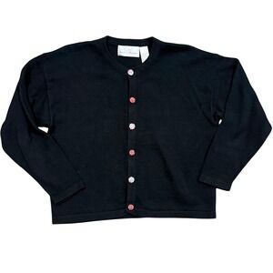 Jane's Closet Womens Black Knit Cardigan Sweater Rhinestone Buttons Size Large